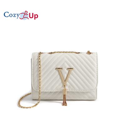 Cozy Up Umhängetasche für Damen, einzelne Schulter, gestreift, bestickt, mit Quastendekoration