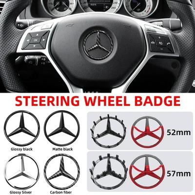 2025 For Mercedes-Benz 1pcs 52mm 57mm Car Steering Wheel Badge Emblem Sticker Auto Styling For Mercedes Benz AMG A B C E S Class