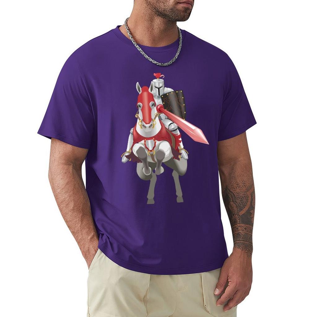 Medieval Knight In Armor On Horse T-Shirt Summer Tops Animal Prinfor Boys New Edition Fruit Of The Loom Mens T Shirts