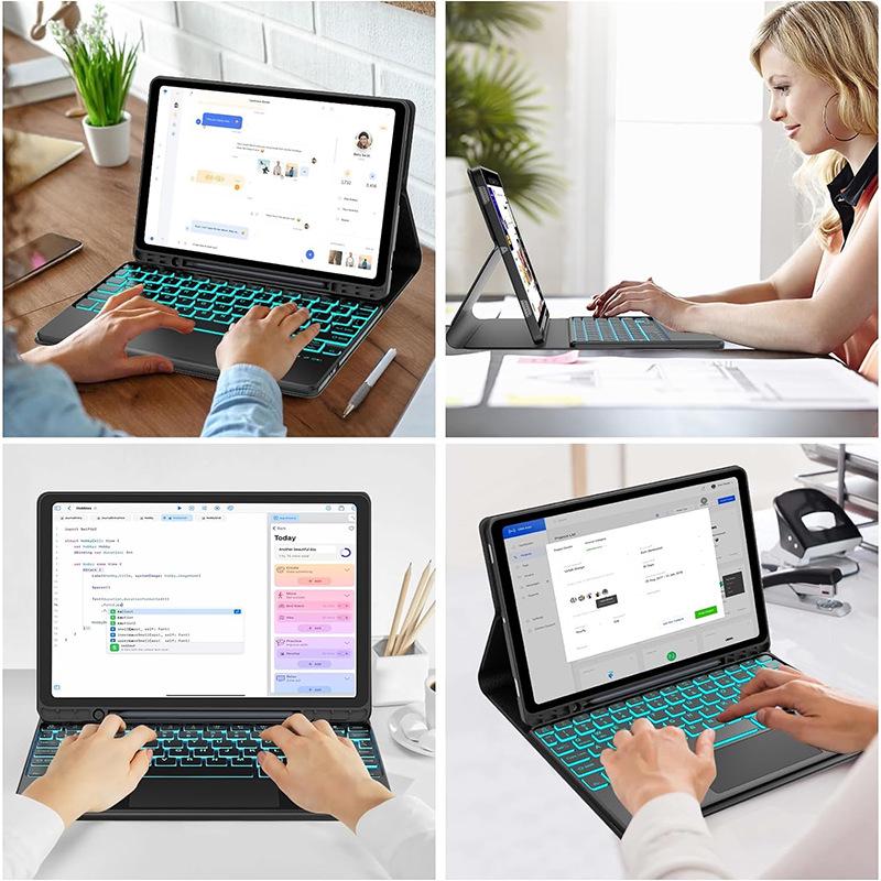 Samsung Tablet S10lite Seven-Color Backlit Bluetooth Keyboard Leather Case for S9FE Galaxy