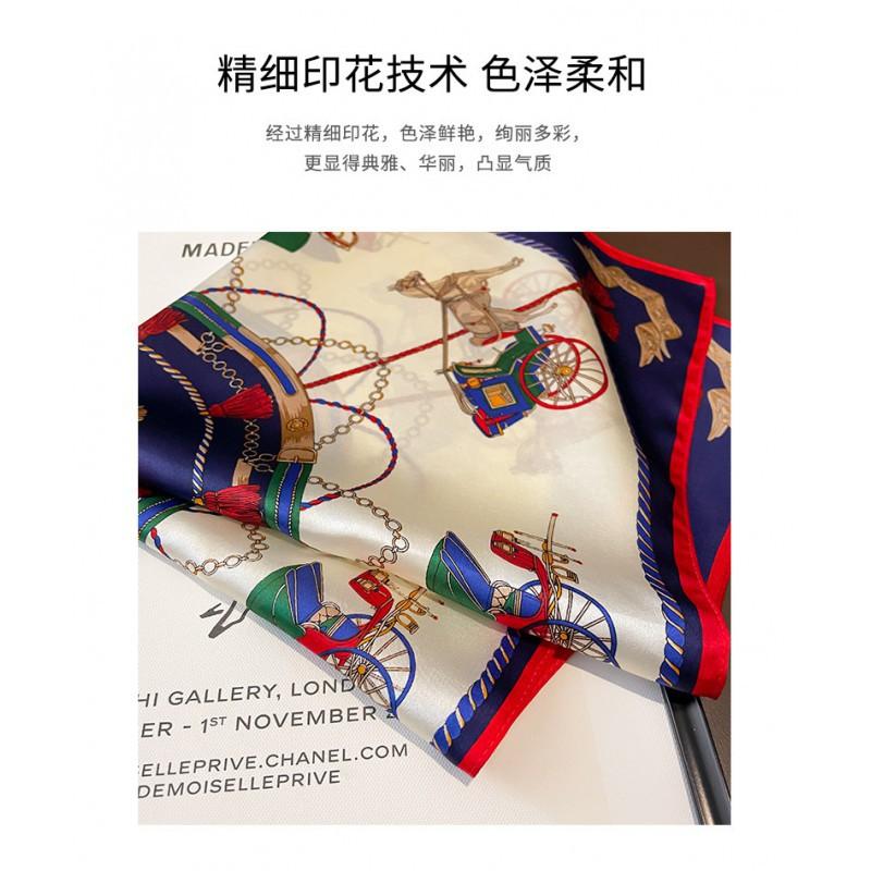 Wind Chain Silk Scarf Foreign Style Fashionable Square Printed Age-reducing Multifunctional Mulberry