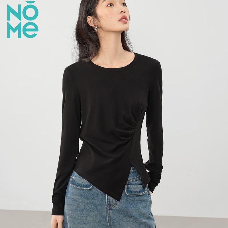 NOME Women s Pleated Side Slit Long Sleeve T-Shirt L