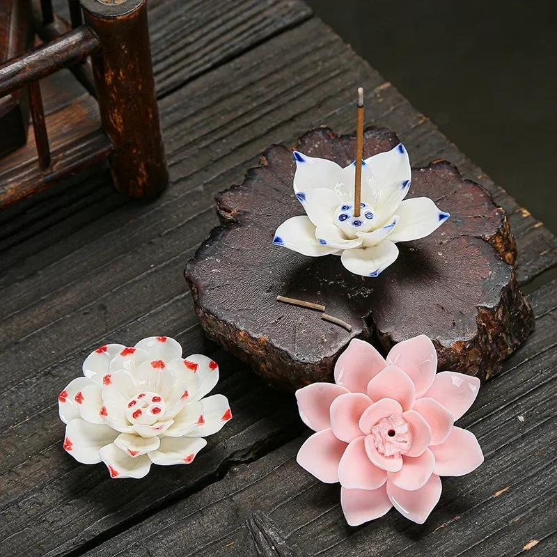 Keramik Lotus Räucherstäbchenhalter Räuchergefäß Halter Essstäbchenablage Tischdeko