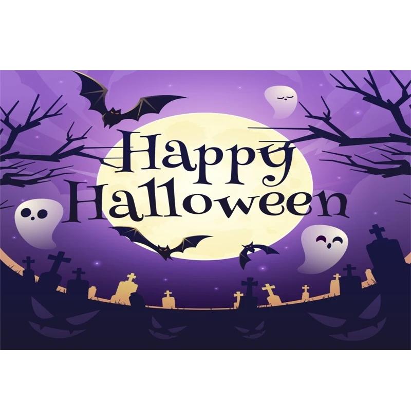 1pc Horro Halloween Party Backdrop Night Moon Gothic Castle Pumpkin Bats Banner for Halloween Themed Party Background Decoration