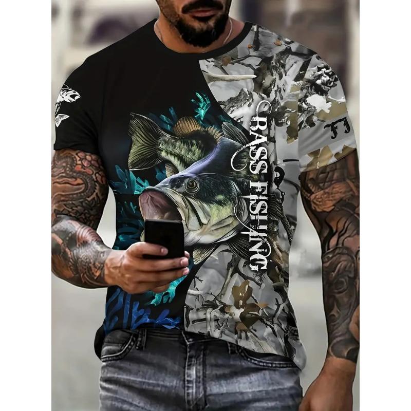 Fashion 3D Carp Fishing Men T-Shirt Fashion O-Neck Short-Sleeve Oversized