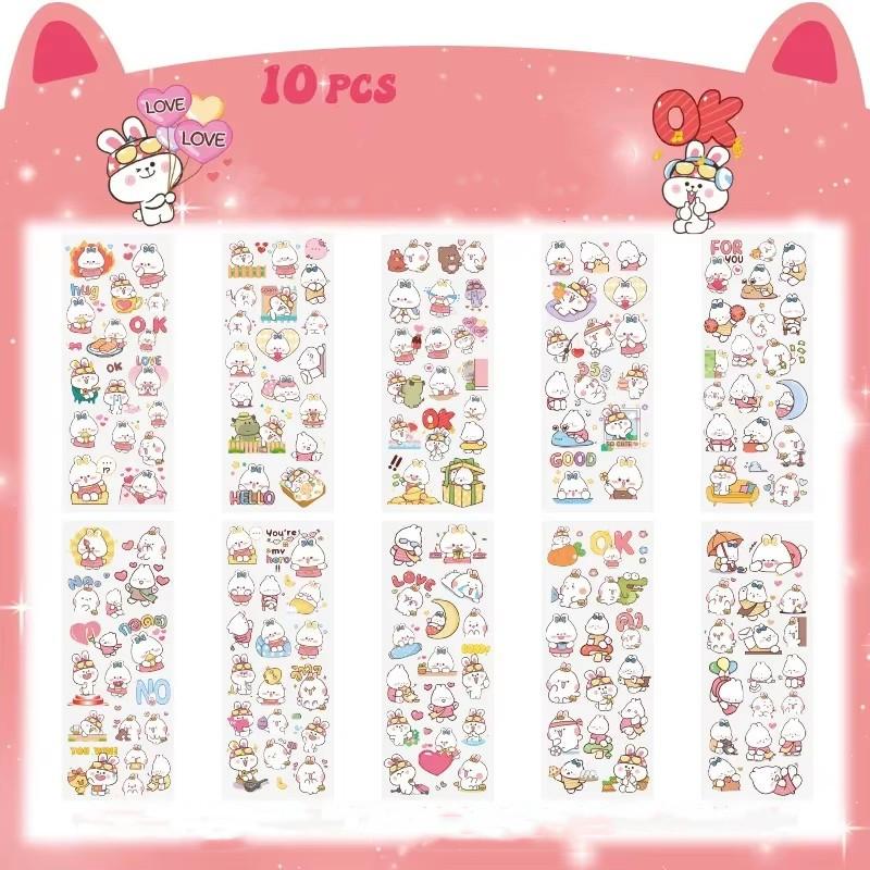 10 Sheets/set Kawaii Scrapbooking Bicycle Decals Gift Frog Students Cartoon Stationery PET Diary Stickers Notebook Cute Girls