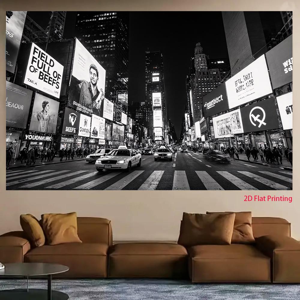 2D plane taxi in Times Square white letters on a black background polyester fiber 47.2x31.5inch/120*80cm