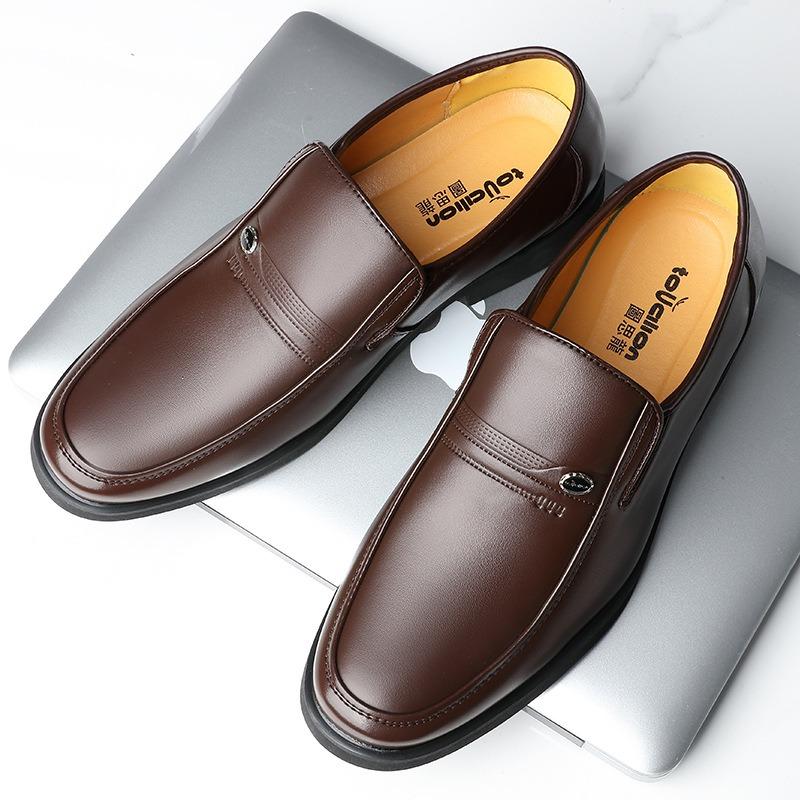 High-quality real soft leather men's business formal leather shoes men's non-slip and breathable middle-aged father leather shoes men