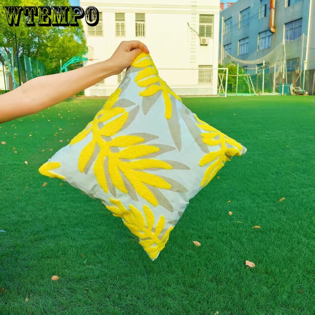 WTEMPO Green Leaf Sunflower Living Room Sofa Embroidery Cushion Throw Pillowcase