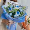 Crochet Flower Bouquet with LED String Lights Gift Bag for Mother's Day Gift, Knitted Bouquet Artificial Rose Flowers