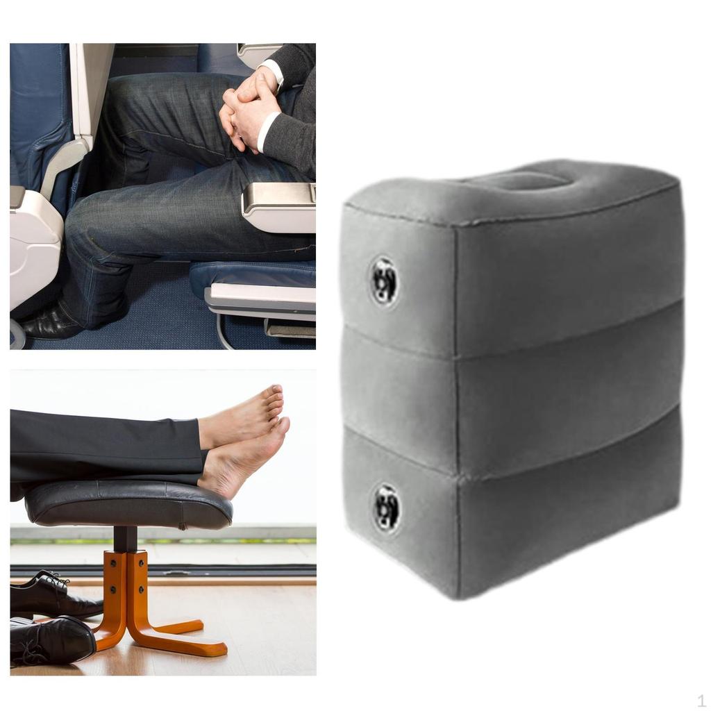 Inflatable Travel Foot Rest Pillow, Adjustable Height PVC Flocking Leg Pillow for Train Long