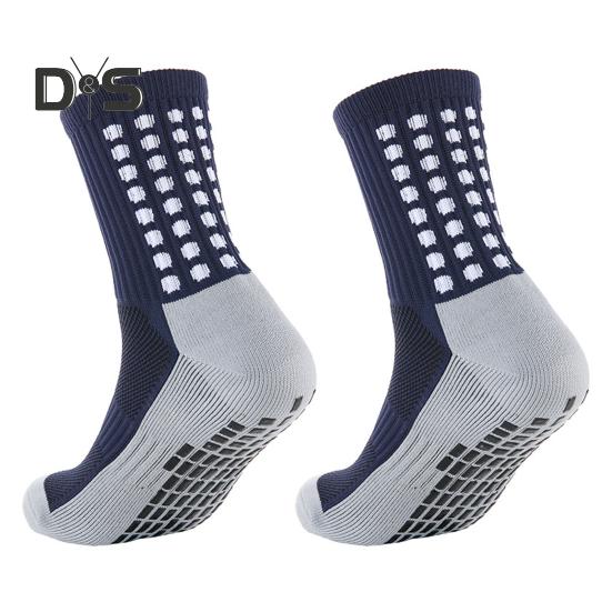 1 Pair Sports Socks Anti-slip Silicone Bottom Mid-tube Sweat Absorption Fine Knitting High Elasticity Daily Wear Football Basketball Calf Socks