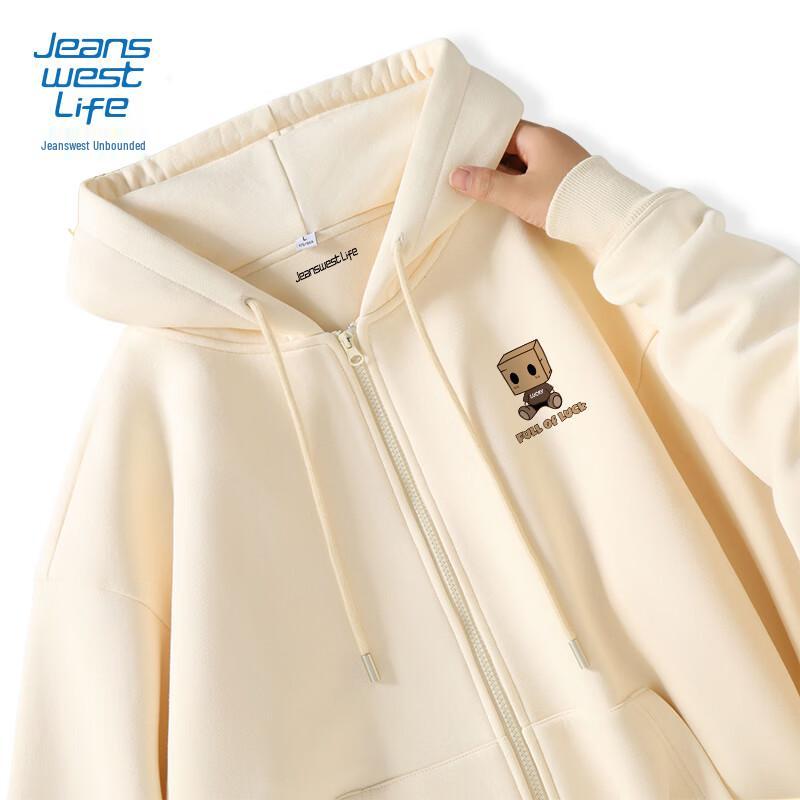 Jeanswest Life Men's 2025 Spring/Autumn Heavyweight Hooded Zip Jacket