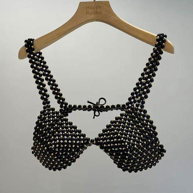 

Янни Музыкальный Фестиваль Вечеринка Слинг Бисером Сексуальный Бюстгальтер Black One size