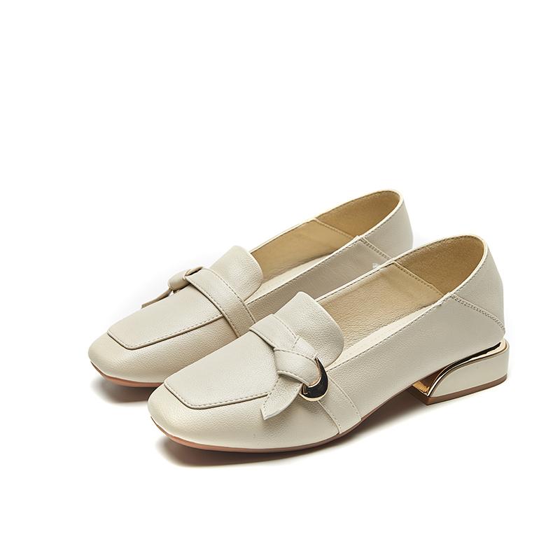 Small Leather Shoes Women 'S Korean Version All -Match New Single Shoes Thick Heel French Temperament Square Toe Not Tired Feet High Heels