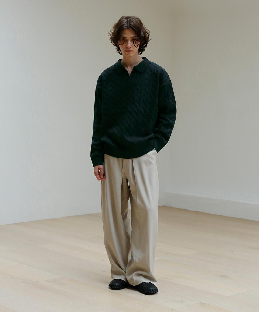 SIGNATURE [2Pack] Cable Collar Knit [2 Colors]