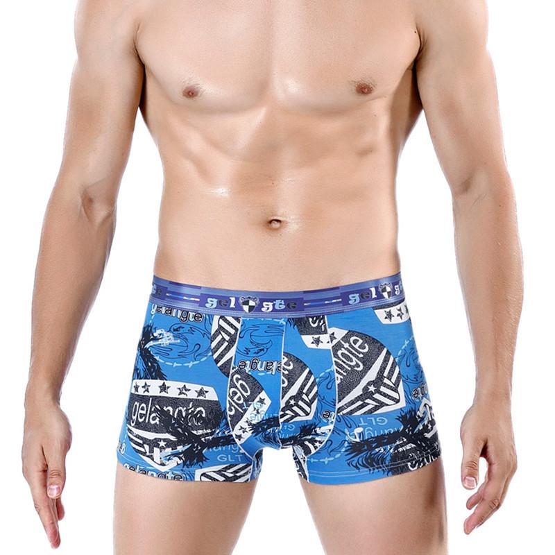 Nové prvotřídní pánské boxerky s bavlněným potiskem sexy tide pánské krátké kalhotky se čtyřmi rohy