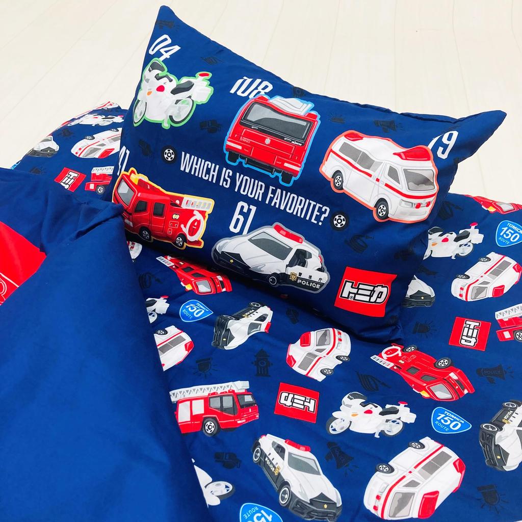 MORIPiLO Tomica Einzel-Futonbezug Einsatzfahrzeug Weich Pfirsichfarben Juniorgröße für Niedlich Polizei Feuerwehr Krankenwagen Morishita Makura (Tomica Skin) Kinder, Marineblau,