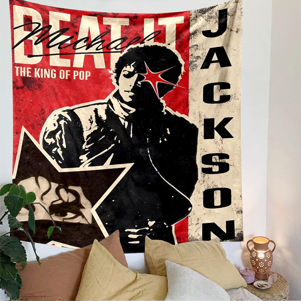 Michael Jackson Beat It Tapestry Wall Hanging, King of Pop Music Poster Art, Retro Wall Decor for Bedroom Living Room Dorm