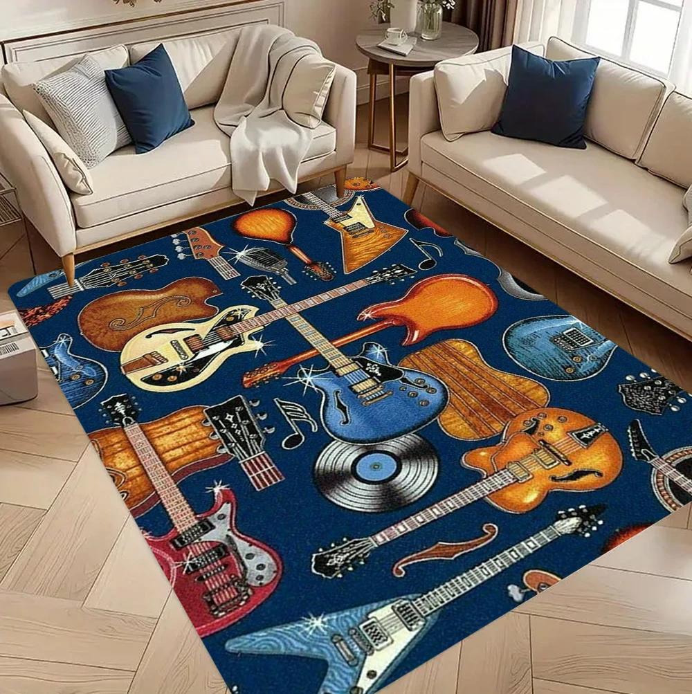 

Guitar Piano Keys Dreamy Music Theme Area Rug Romantic Art Texture Floor Carpet for Living Room Art Space Modern Home Decor 40x60cm
