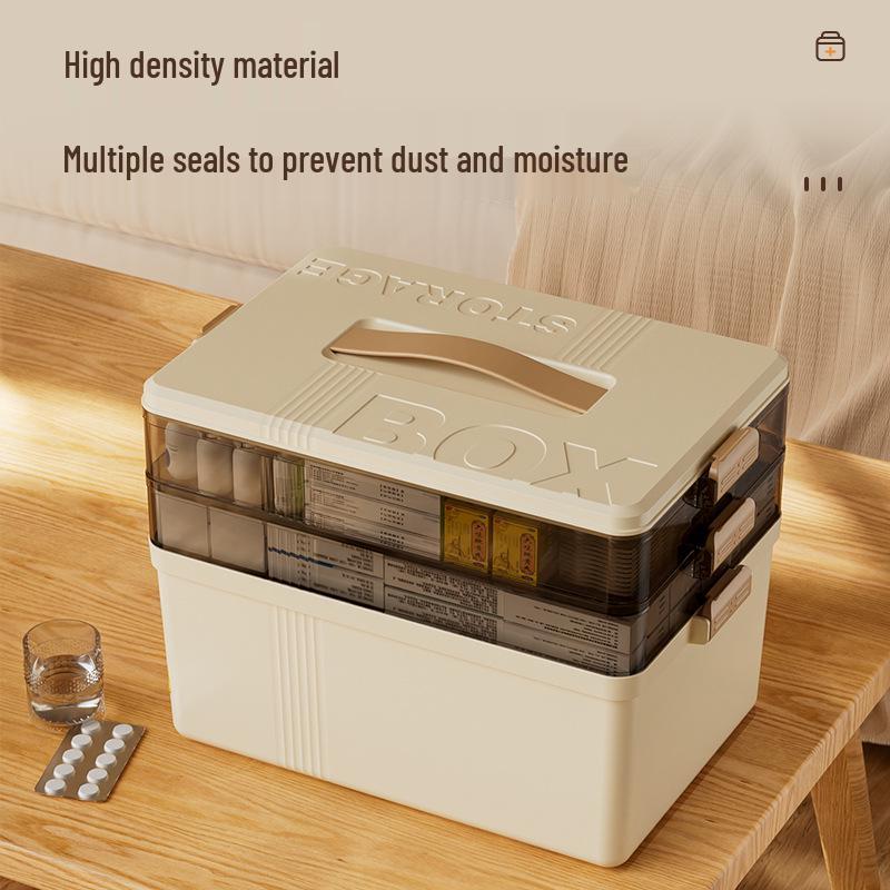 Portable Large-Capacity Multi-Layer Medical Storage Box for Family Use