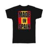 Gift T-Shirt : Made In Spain Flag Retro Artistic Spanish Expat Country