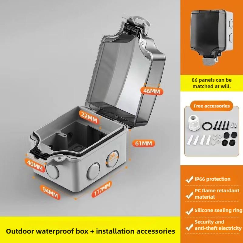 5-Hole Power Switch Outdoor and Open Areas Socket Rainproof Box Integrated Surface-Mount Outdoor Waterproof Socket