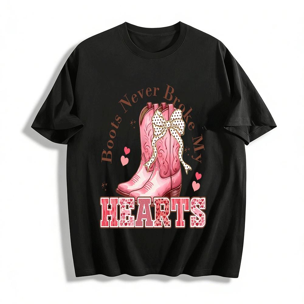 Pink Cowgirl Boots Graphic Tee Boots Never Broke My Hearts Top Pure cotton T-shirt XXS
