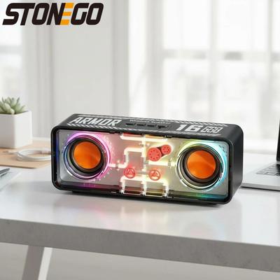 Colorful Bluetooth Speaker Portable Wireless TWS Stereo LED Music Player with TF Card and Transparent Crystal Design
