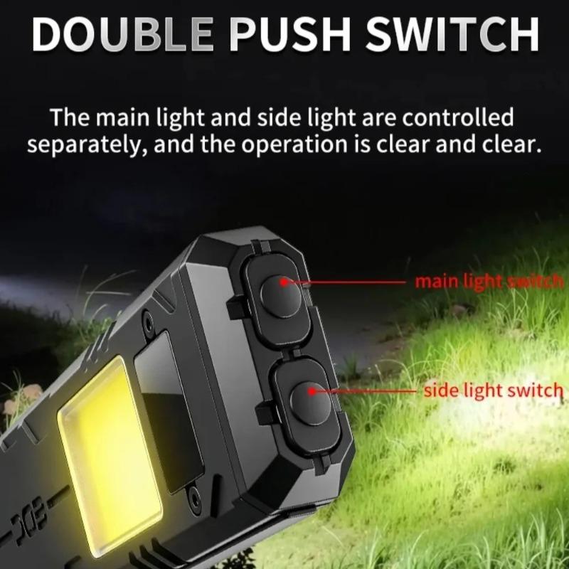 Multi-function EDC LED Flashlight Ultra Thin Mini Pocket Torch with Real Time Power Display Handy Light for Inspection