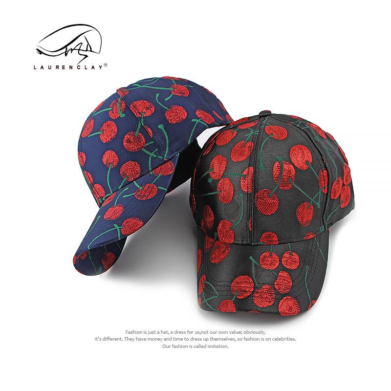 

Fashion cherry jacquard pattern hat women s hard top baseball cap casual sun protection versatile fashion cap tide Adjustable золотий