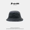 Retro Summer Washed Black Bucket Hat Men's and Women's Tide Brand Solid Color Versatile Sunshade Sunscreen Basin Hat Tide