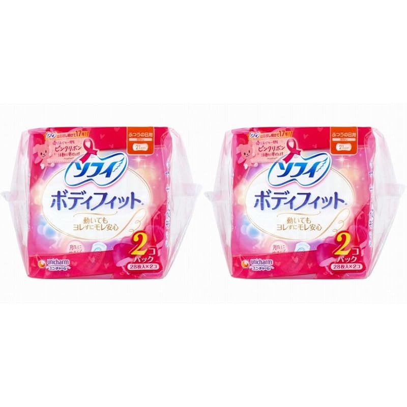 

[2 bags set] Sophie body fit ordinary daily use 21cm no wings 28 pieces x 2 packs 2 bags total 112 pieces Unicharm Sanitary products napkin No worries