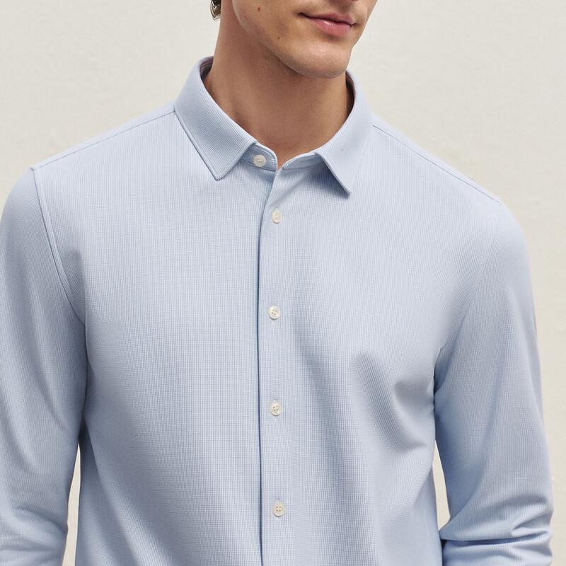 EMZ Men's Brushed Inner Long-Sleeve Business Casual Shirt