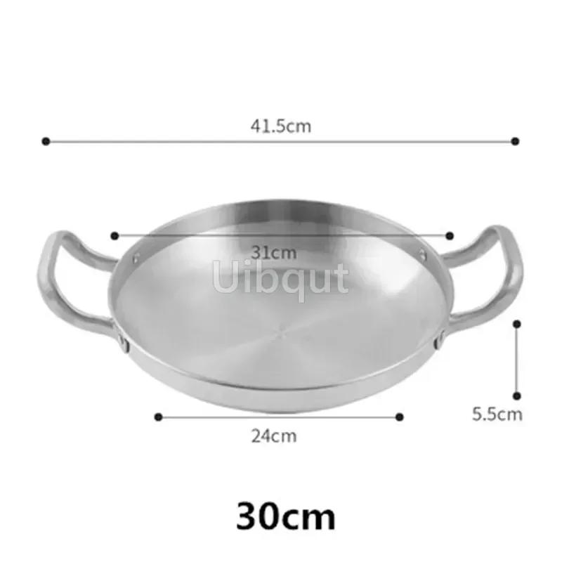 Stainless Steel Gold Golden Seafood Rice Pot Home Cooking Paella Pan Picnic Snack Plates Cookware Saucepan Dry Pots with Handle