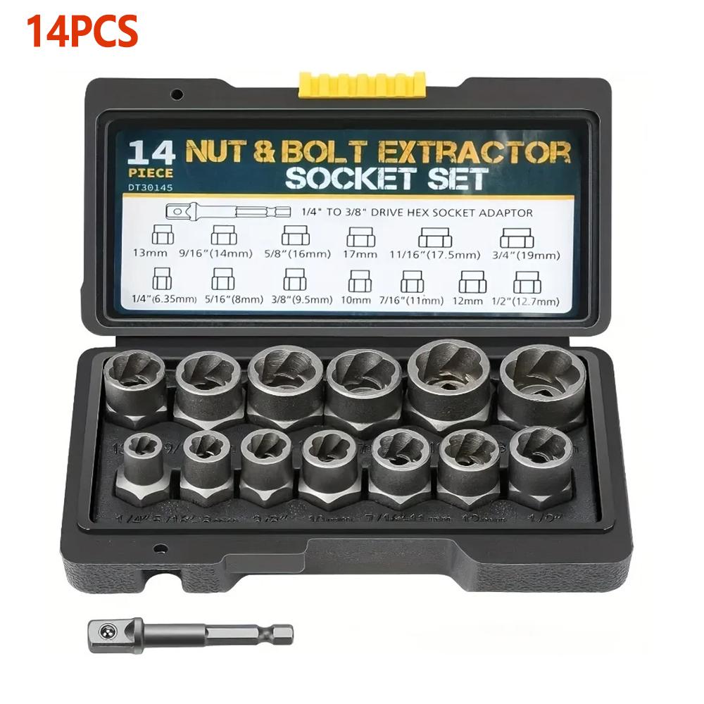 

14 Pcs Nut Extractor Anti Tooth Sleeve Sliding Tooth Sleeve Screw Damaged Extractor Car Accessories Tools