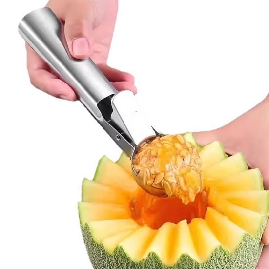 Fruit Baller Stainless Steel Fruit Scooper Easy To Operate One-Click Digging Comfortable Grip Kitchen Fruit Ball Maker