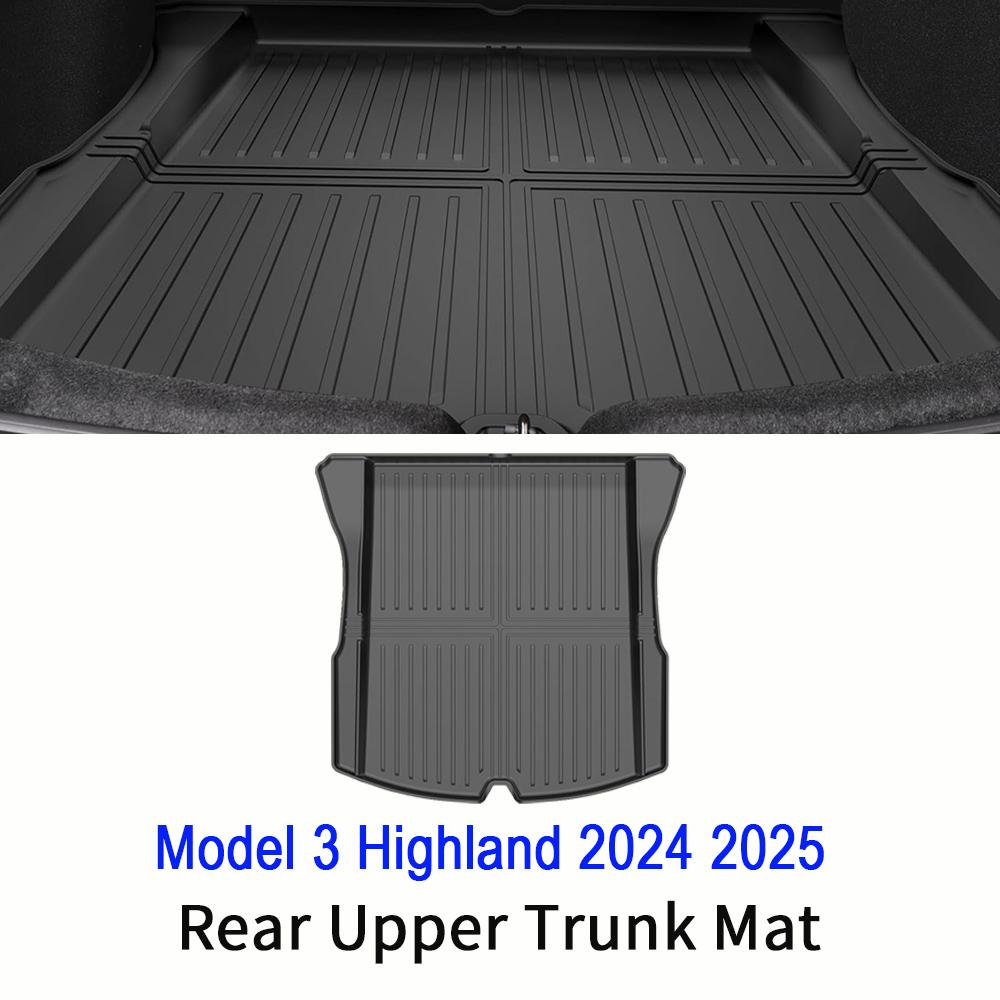 USVOTOV Trunk Mats For Tesla New Model Y Launch 2021-2025 Model 3 Highland Cargo Liner Front Back Sill Guard Anti-Kick Accessory