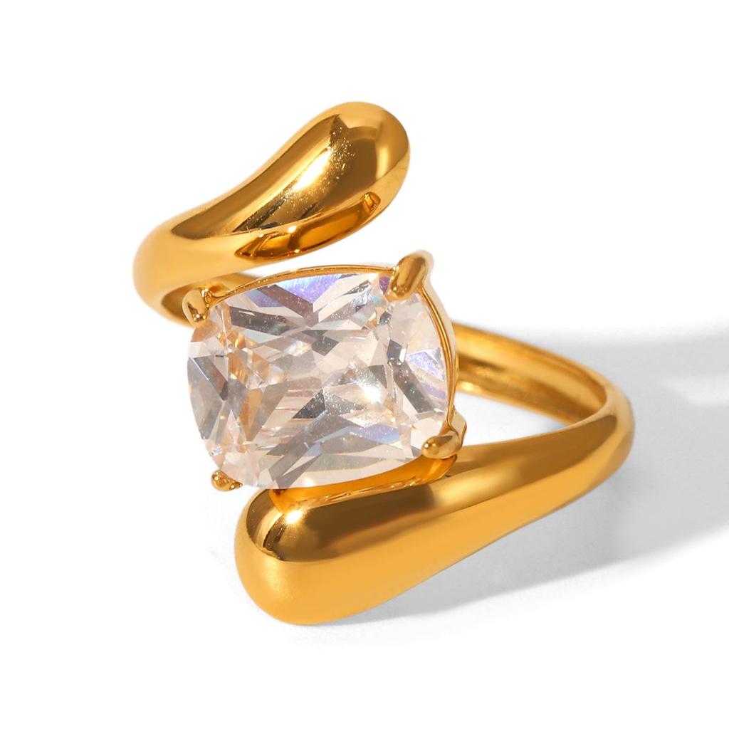 High-End Zircon Stainless Steel Ring Set for Women - Durable & Stylish Titanium Design