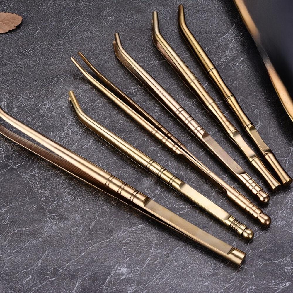 New Brass Tea Sticks Clip Traditional Japanese Leaf Tea Scoops Long Tea Tweezers Kitchen Tool