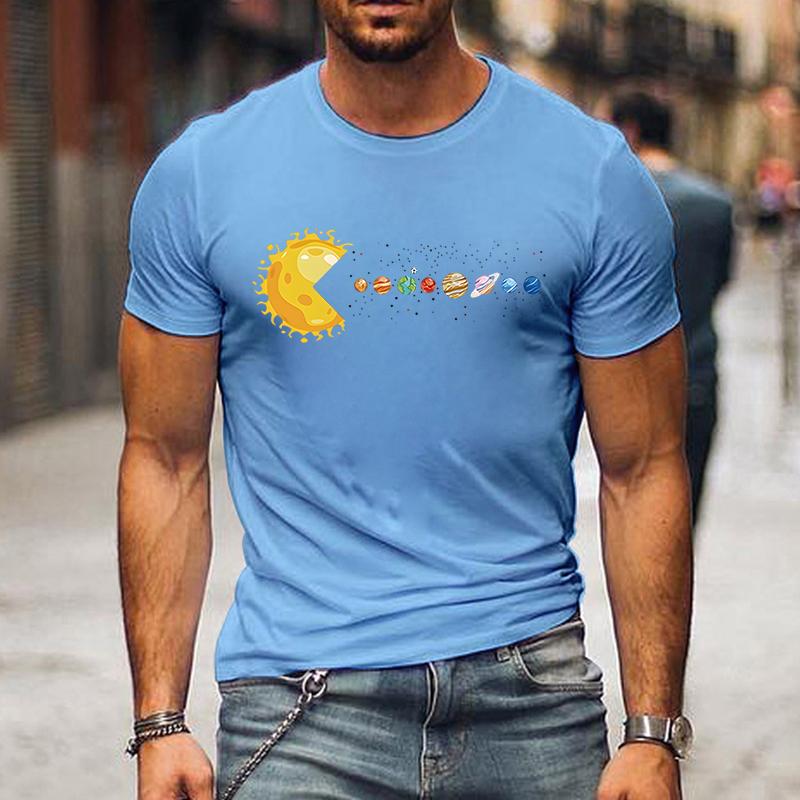 Solar System Funny Planet Sun and Astrology T-shirt Herr Kortärmad T-shirt för Herr Street Shirts Toppar Oversized Herr Tee Shirt
