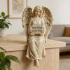 Înger Păzitor Statuetă de raft Veghează asupra ta Figurină înger Pictată manual Înger așezat Statuie sculptură din rășină Decor pentru casă și birou