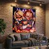 Love And Horror Doll Pattern Tapestry Playroom Tapestry, Accessories for Bedroom,Livingroom, Dormitory Room Wall Decor Fan Birthday Gifts