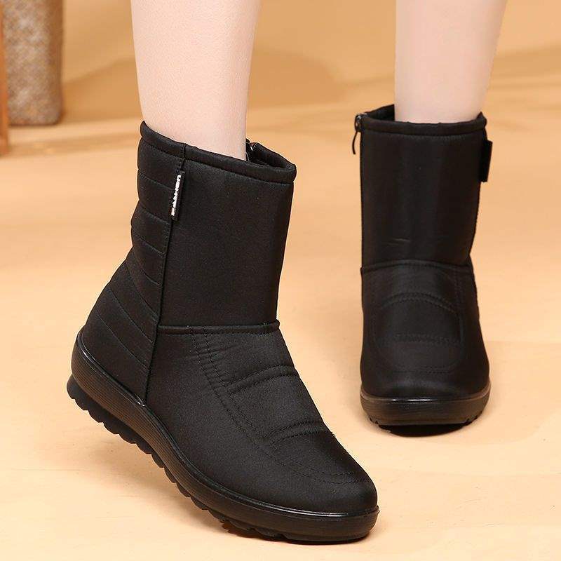 Elderly Cotton Boots Snow Boots 2025 Flat-bottomed New Women's Winter Non-slip Velvet Thickened Warm and Waterproof Mother Cotton Shoes