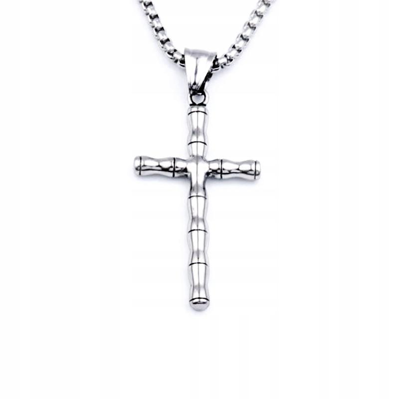 Necklace Silver Steel Chain Cross 324