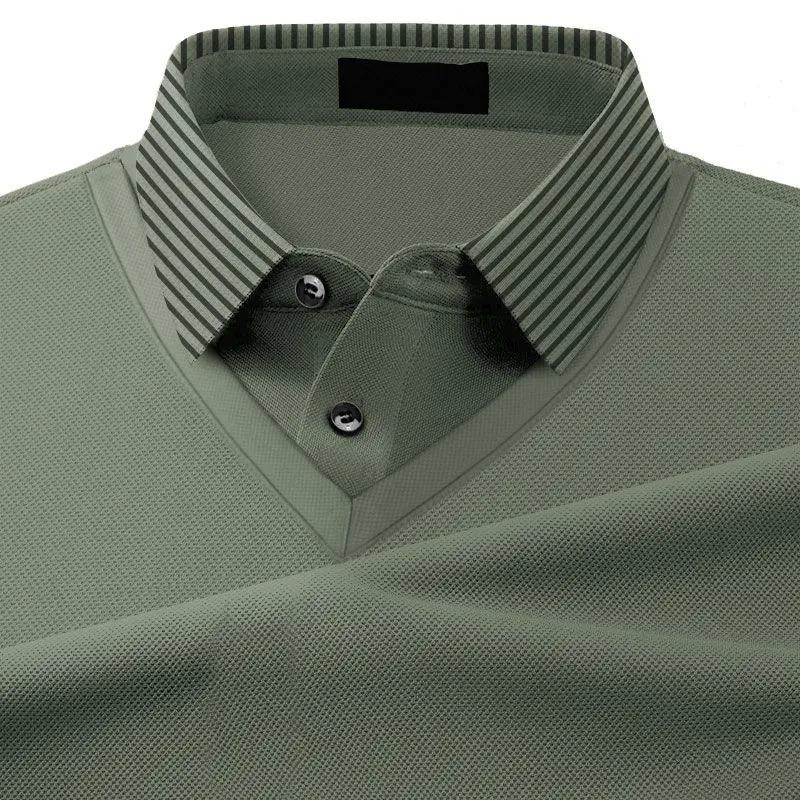 Herren Einfarbiges Patchwork-Kragen Kurzarm Polohemd