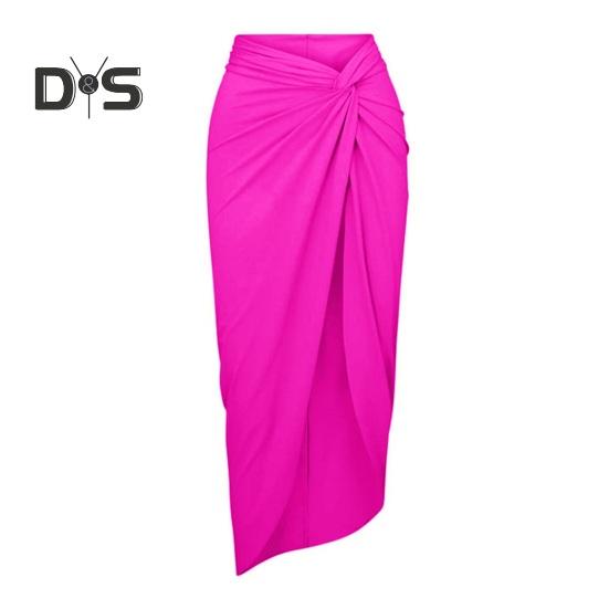 

2 шт./комплект женский купальник глубокий V-образный вырез оборка декор спинка цельный купальный костюм боковые разрезы накидка юбка комплект L розовый