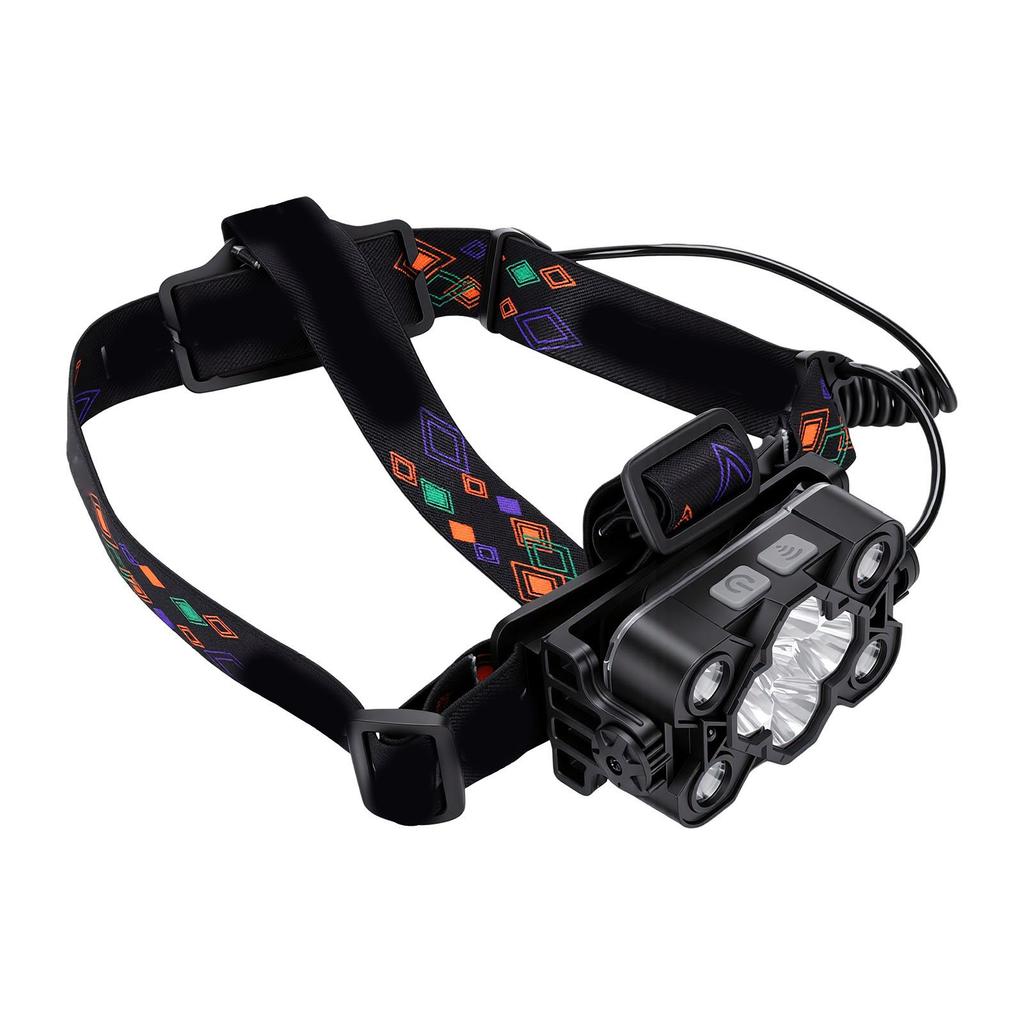 LED Headlamp Multi Function Type C Rechargeable IPX4 Water Proof 2500LM Bright Headlight with Motion Sensor 14 Modes 60