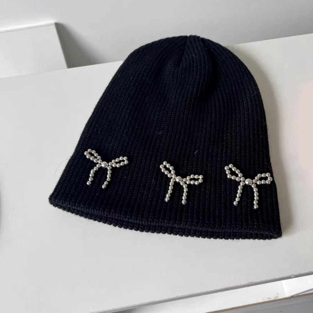 Warm Cap Beanies Hat Bow Winter Cap Sweet Bowknot Knitted Hat  Autumn