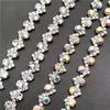 1 Yard S-shaped Glass Rhinestone Chain, 0.9cm Wide, AB Color, for Headbands, Hair Accessories, Dresses & Bridal Jewelry